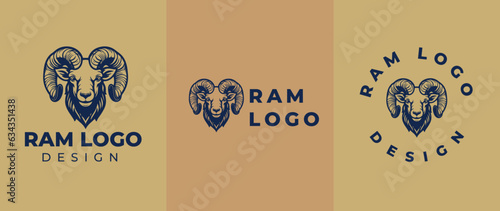 Ram head logo, Abstract vector horns ram animal sheep logo, icon Aries, sign goat. Design template premium brand business, graphic badge company.