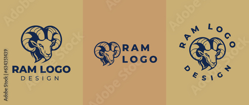 Ram head logo, Abstract vector horns ram animal sheep logo, icon Aries, sign goat. Design template premium brand business, graphic badge company.