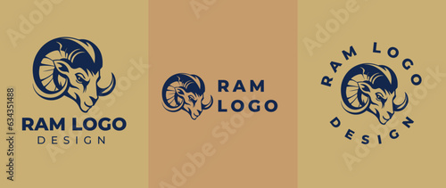 Ram head logo, Abstract vector horns ram animal sheep logo, icon Aries, sign goat. Design template premium brand business, graphic badge company.