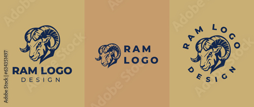 Ram head logo, Abstract vector horns ram animal sheep logo, icon Aries, sign goat. Design template premium brand business, graphic badge company.