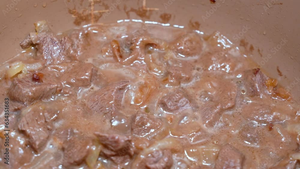 beef stewed with onions, over low heat beef stewed with onions, over low heat