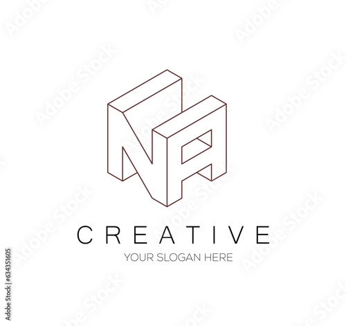 Isometric Letter Logo Design { N A } . Letter Logo Design