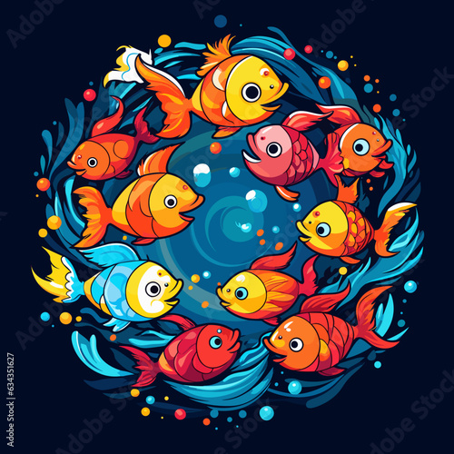 Group Of Cartoon Fish