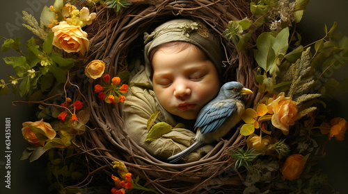 Valokuva Baby in Basket: A Symbolic Representation of Jesus' Birth