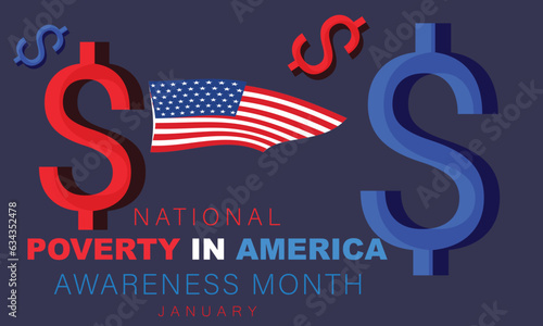 National Poverty in America awareness month. background, banner, card, poster, template. Vector illustration.