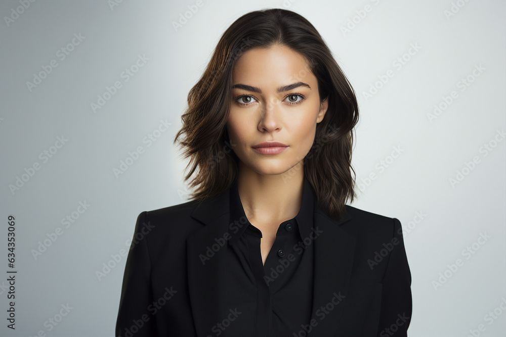Made with Generative IA tech illustration charming businesswoman smiling confident office worker Made with Generative IA tech illustration charming businesswoman smiling confident office worker