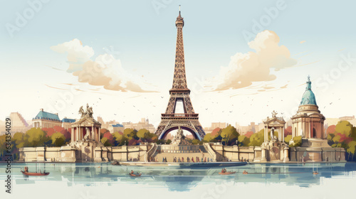 the capital of france paris drawn in beautiful colors. Generative AI