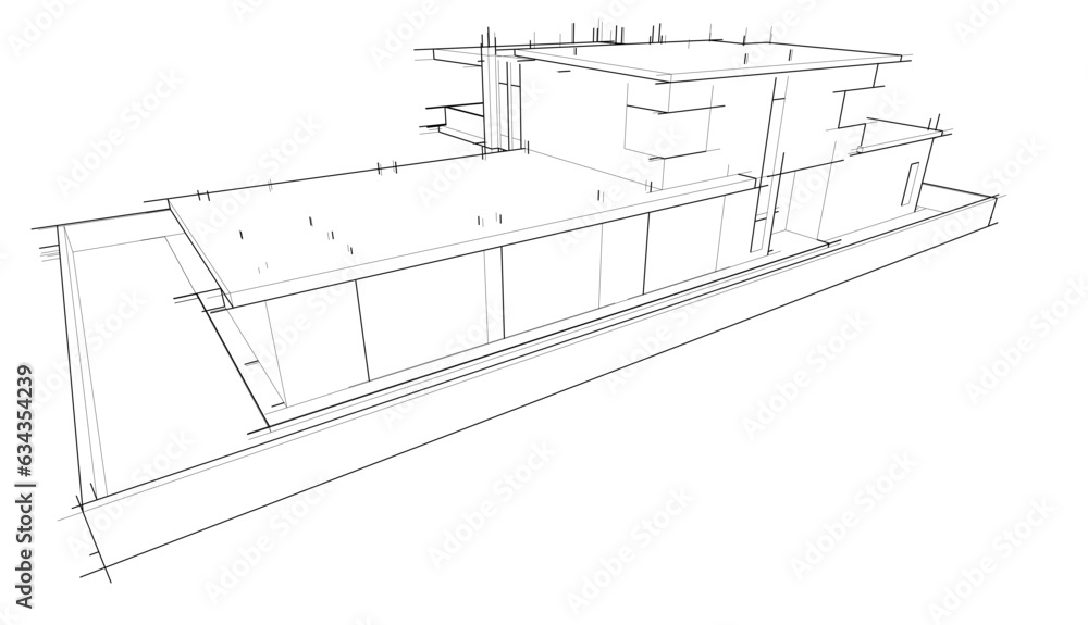 Architectural sketch of modern house Architectural sketch of modern house