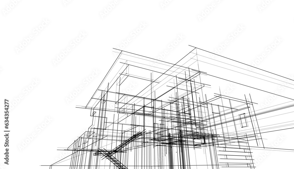 Architectural sketch of modern house Architectural sketch of modern house