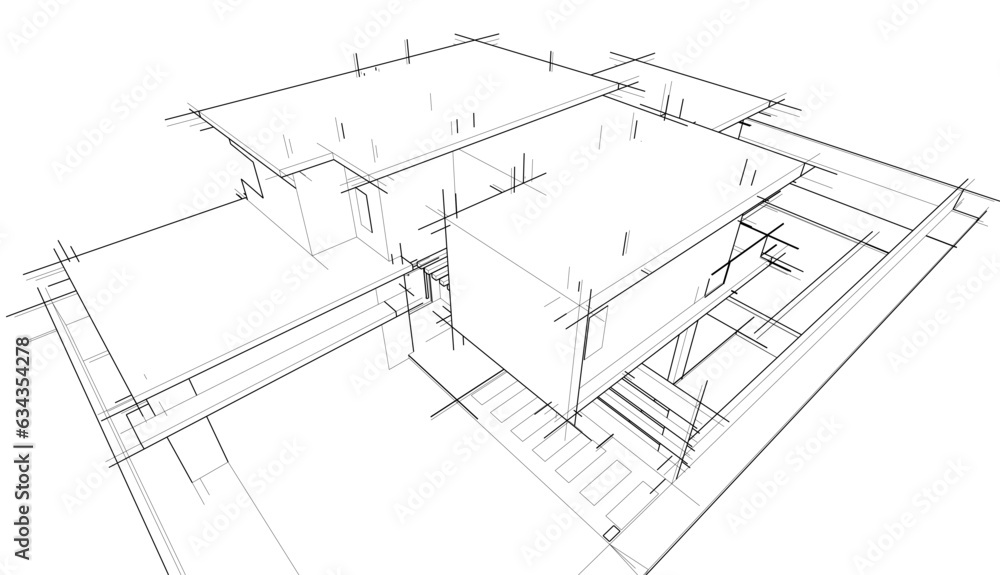 Architectural sketch of modern house