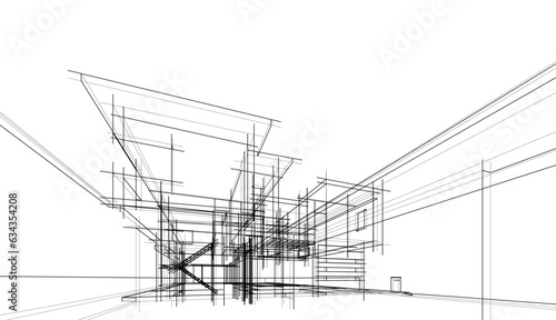 Architectural sketch of modern house