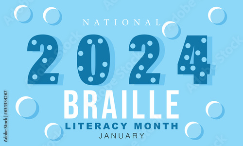 National Braille literacy month. background, banner, card, poster, template. Vector illustration.