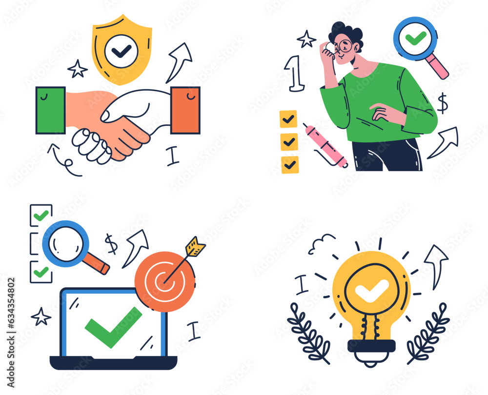 Business work finance outline isolated set. Vector flat graphic design illustration