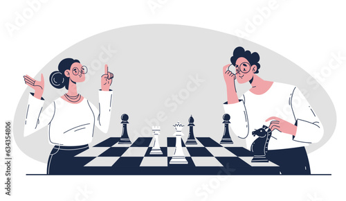 Chess checkmate tournament play concept. Vector flat graphic design illustration