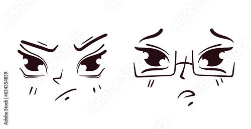 Anime face manga girl concept. Vector flat graphic design illustration