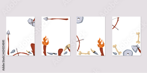 Fossil archaeologist archeology ancient excavation flyer poster set. Vector flat graphic design illustration