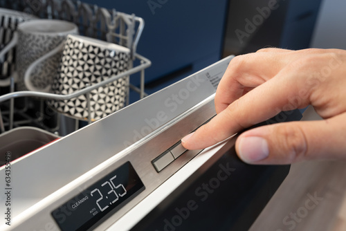 Foto Panel of the dishwasher closeup
