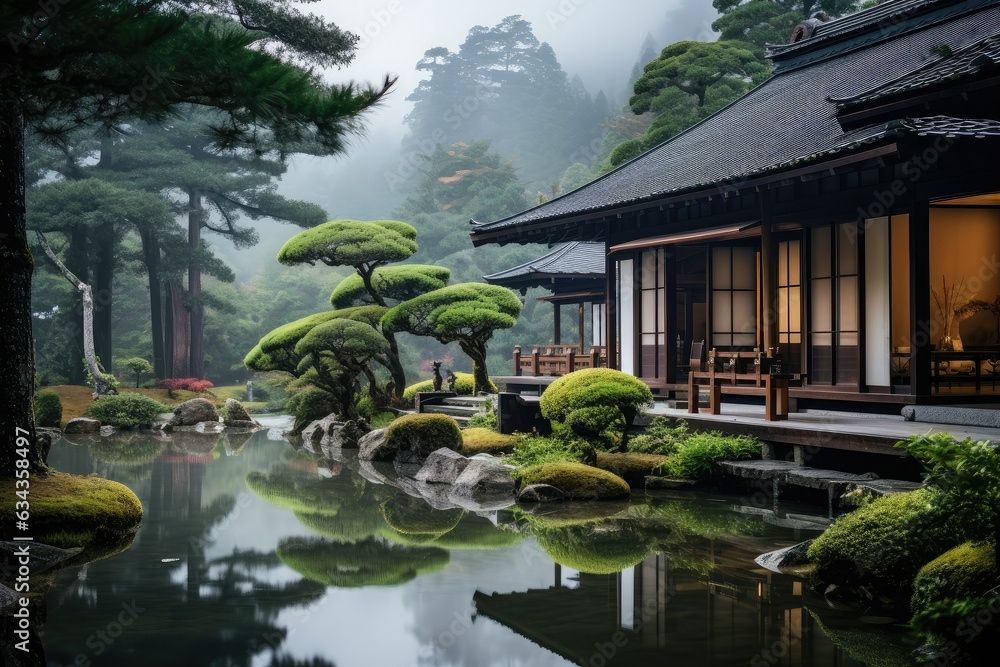 japanese garden in the morning