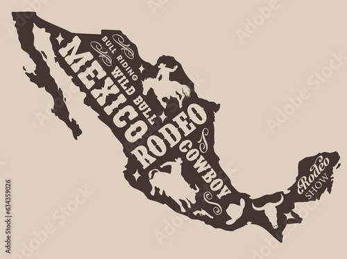 Mexican rodeo vintage logotype monochrome