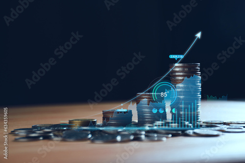 Stock market or forex trading graph and candlestick chart suitable for financial investment concept. Businessman analyzing economy trends background for business idea and all art work design.