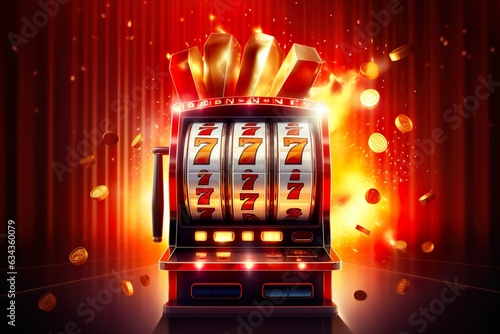 Slot machine wins the jackpot. 777 Big win concept. Casino jackpot. | Generative AI