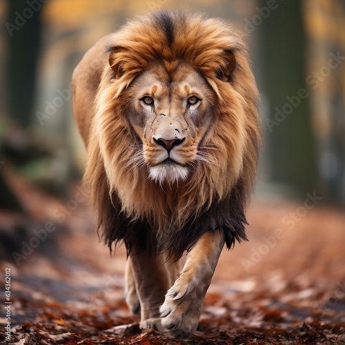 Majestic Lion Staring. Generative AI