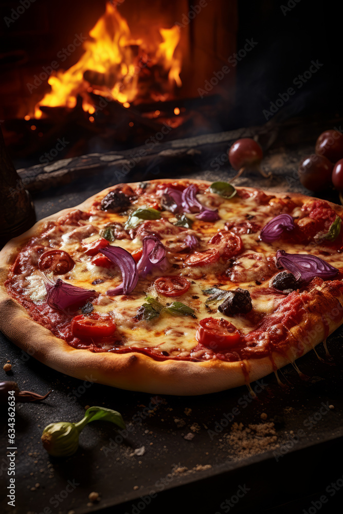 Pizza out of the oven Pizza out of the oven