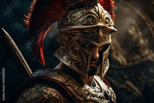 Plakat A Roman gladiator with a sword and a shield