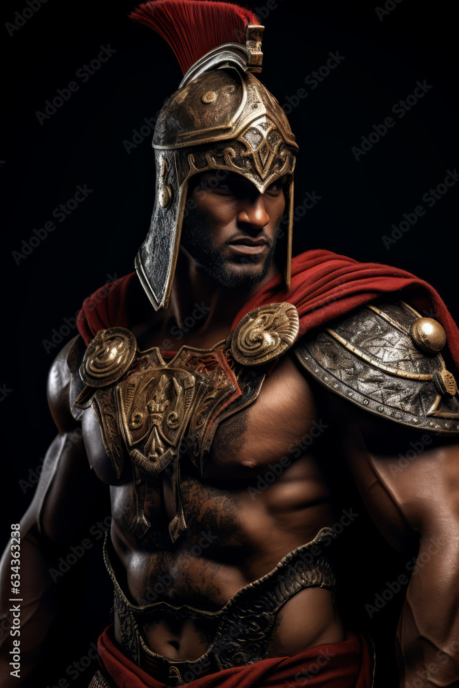 A Roman gladiator with a sword and a shield A Roman gladiator with a sword and a shield