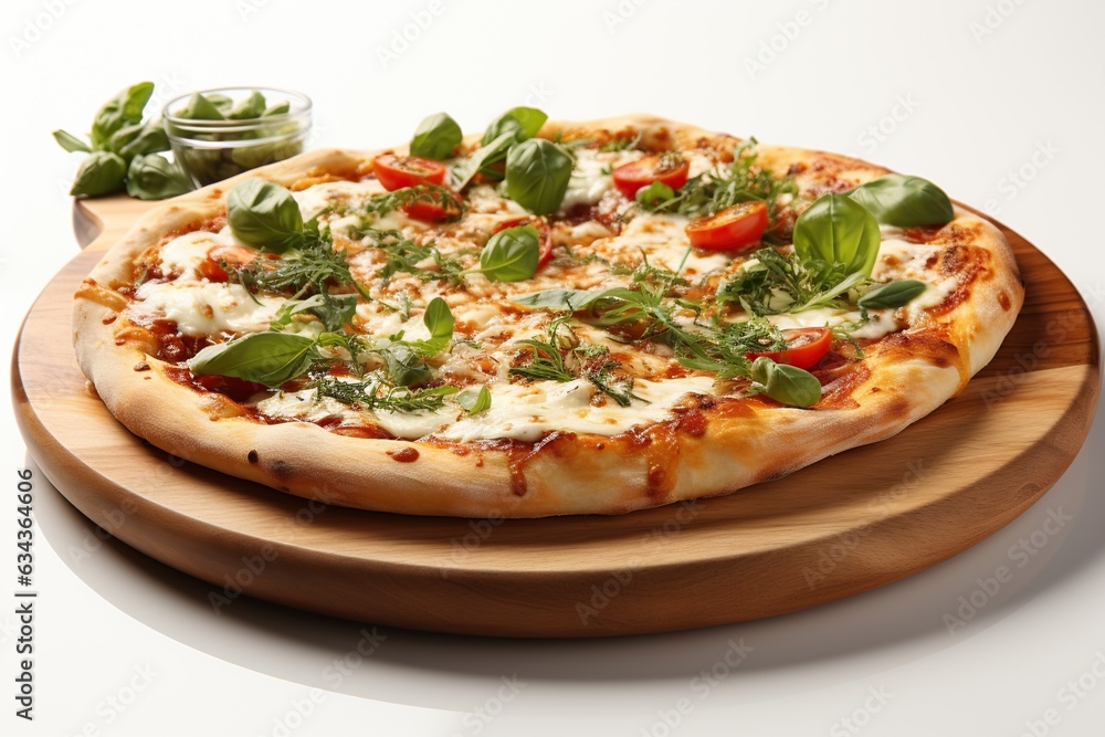 Margherita Pizza: A simple and flavorful pizza topped with fresh tomatoes, mozzarella cheese, and basil leaves. Generated with AI Margherita Pizza: A simple and flavorful pizza topped with fresh tomatoes, mozzarella cheese, and basil leaves. Generated with AI