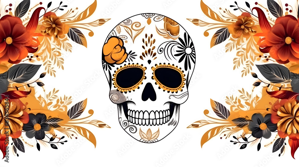 Dia de los muertos. Skull. Calavera, calavera de azucar, sugar skull. Greeting card dia de los muertos Dia de los muertos. Skull. Calavera, calavera de azucar, sugar skull. Greeting card dia de los muertos