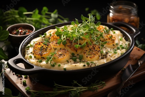 Truffle Macaroni and Cheese: Elevate the classic comfort dish with the addition of black truffle, a harmonious blend of flavors. Generated with AI
