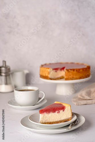Blank food photography of cheesecake, cheese pie, strawberry cake, baked, tart, creamy, cream, confectionery, dessert, coffee
