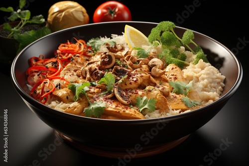 Massaman Curry: Experience the richness of this coconut-based curry with tender beef or chicken, infused with fragrant spices and peanuts.Generated with AI