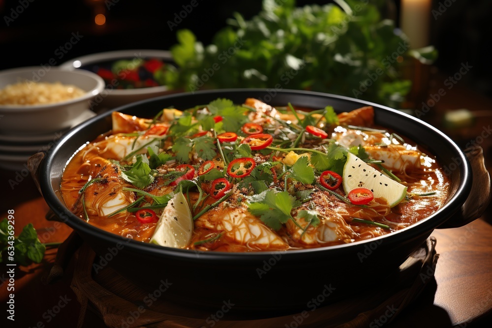 Gaeng Daeng: Revel in the fiery and aromatic red curry, featuring succulent meat or tofu in a spicy coconut sauce.Generated with AI Gaeng Daeng: Revel in the fiery and aromatic red curry, featuring succulent meat or tofu in a spicy coconut sauce.Generated with AI