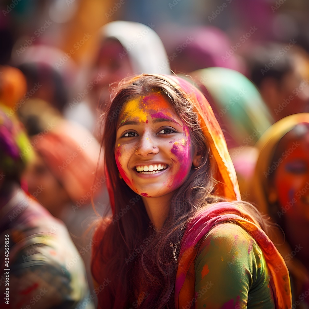 Holi Indian holiday, popular Hindu festival celebrated as the Festival of Colours, Love and Spring, AI generated Holi Indian holiday, popular Hindu festival celebrated as the Festival of Colours, Love and Spring, AI generated