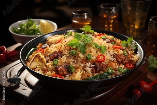 Khao Pad: Taste the comfort of Thai fried rice, stir-fried with eggs, vegetables, and choice of meat.Generated with AI