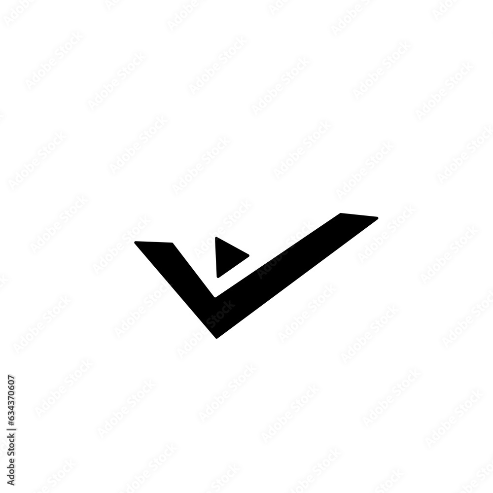 Black tick logo, approval sign, letter v illustration. Black tick logo, approval sign, letter v illustration.