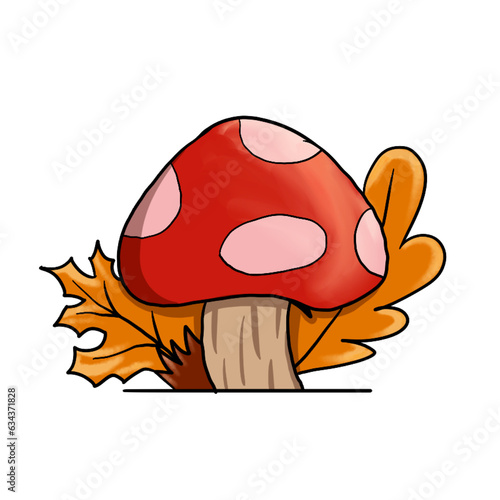 mushroom cartoon clip art, Sticker, png transparent background fall of oak leaves t-shirt design