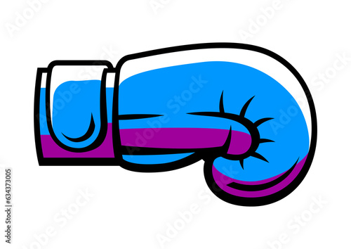 Boxing glove illustration. Box club item. Sport object in cartoon style.