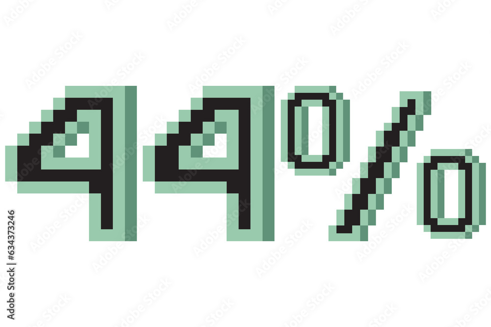 44 percent with pixel art 3d. Vector illustration 44 percent with pixel art 3d. Vector illustration