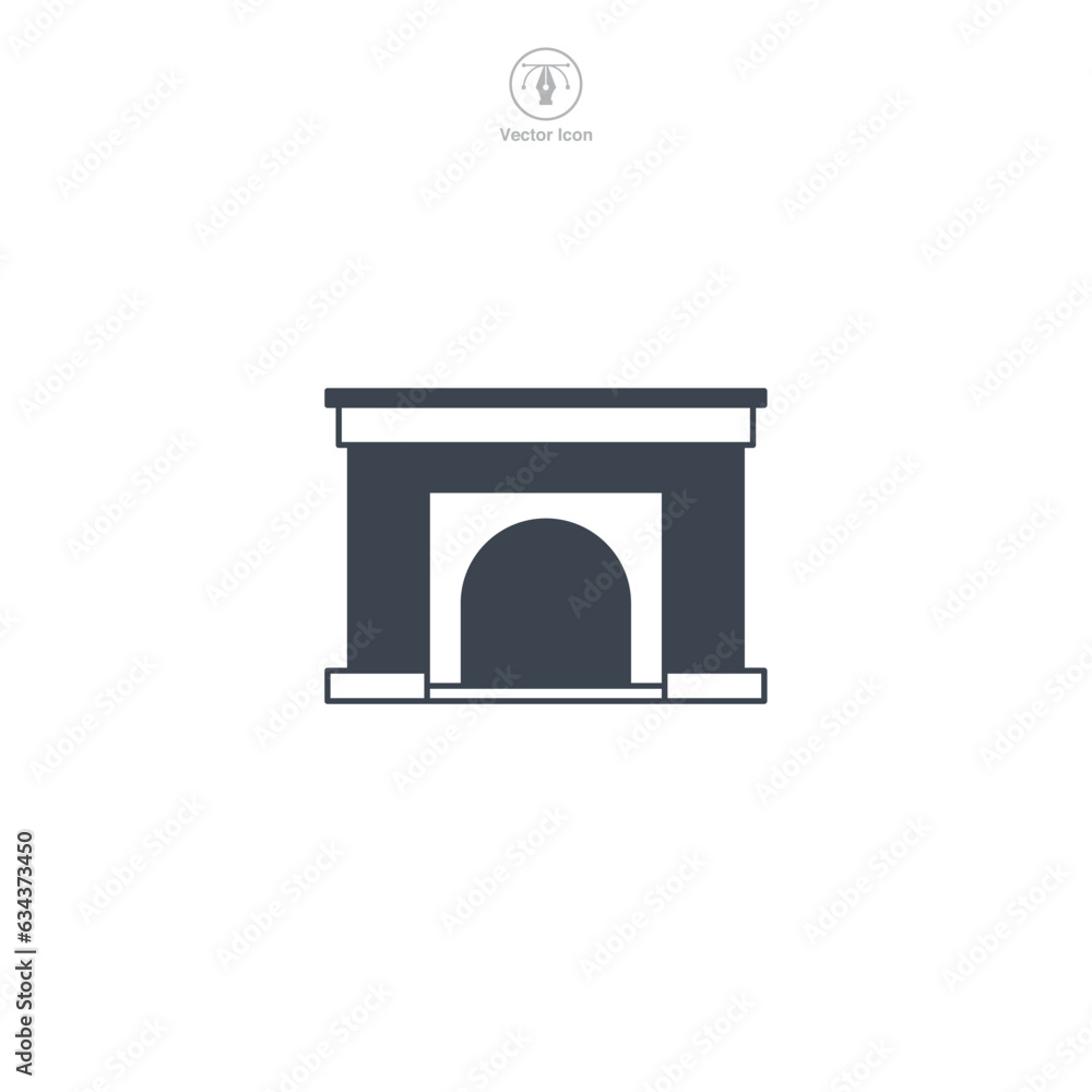 Fireplace icon symbol vector illustration isolated on white background Fireplace icon symbol vector illustration isolated on white background