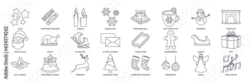 Christmas and New Year icon set, Included icons as Christmas Tree, Santa Claus, Hot Chocolate and more symbols collection, logo isolated vector illustration