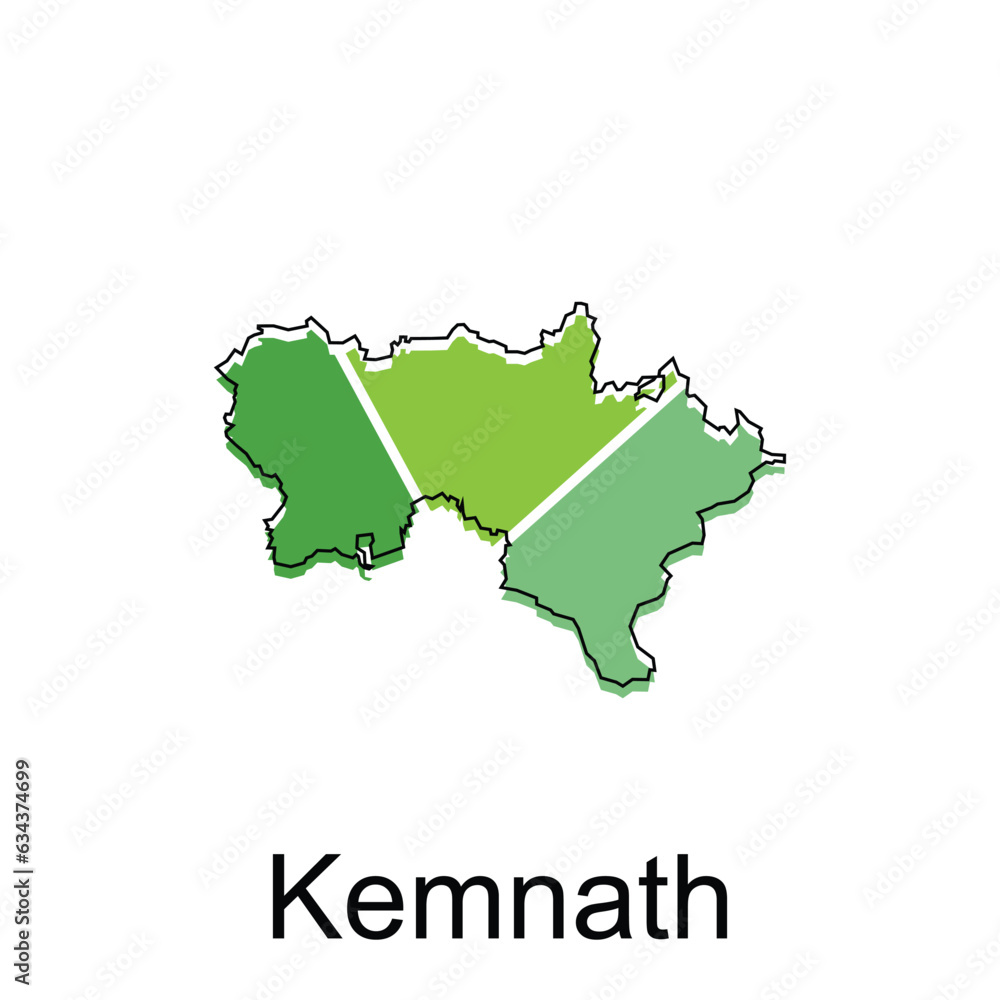 Kemnath City Map Illustration Design, World Map International vector template colorful with outline graphic