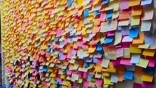 Sticky notes on a wall