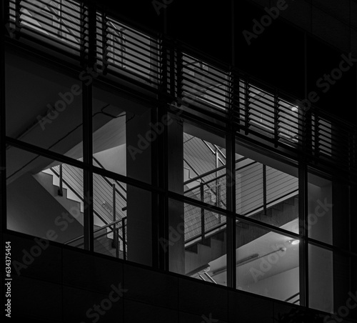 Stairs silhuette black and white night photo. Minimalism.