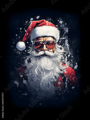 Cool Santa Claus portrait illustration. (ID: 634375473)
