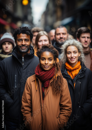 Diverse Group of People Protesting in the the Street 