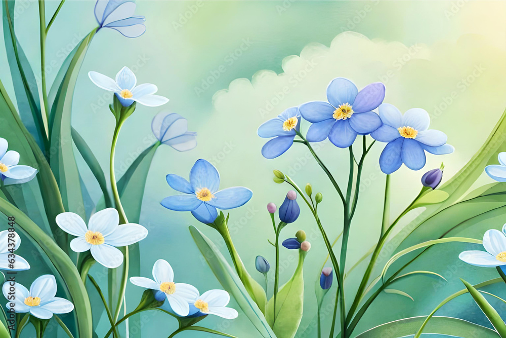 spring meadow with white flowers spring meadow with white flowers