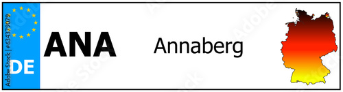 Registration number German car license plates of Annaberg Germany